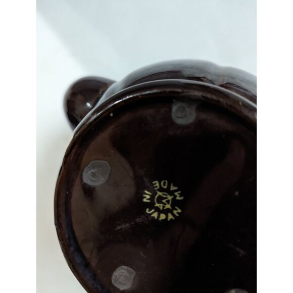 Vintage Japan Teapot With 6 Cups Sake Set Brown/Blue Floral Hand-Painted 3" Heig - Picture 8 of 10